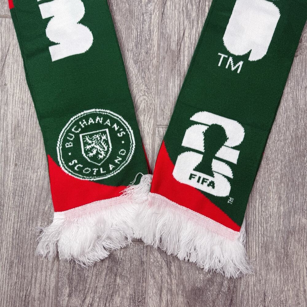 FIFA 2026 WORLD CUP BUCHANAN'S SCOTCH SCARF x2 Green And Red LOT - Picture 2 of 5